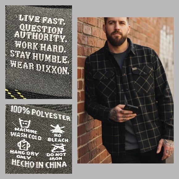 DIXXON FLANNEL CO. Stay Gold Black Gold Plaid D-Tech Shirt 2X Pearl Snaps - Picture 9 of 9
